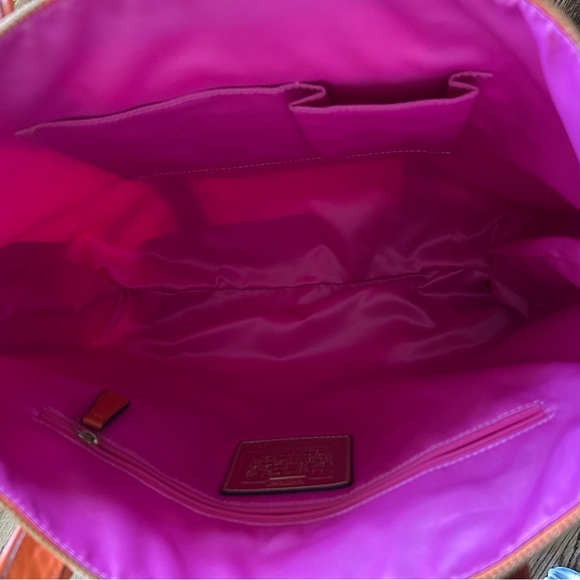 Coach Poppy OP Art Glam orange and pink jacquard canvas tote bag purse EEUC NWOT - Picture 8 of 16